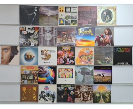 A collection of 45+ Classic Rock/Hard Rock/Folk Rock and other LPs, to include artists; Alice Cooper, Jimi Hendrix, Pink Floy