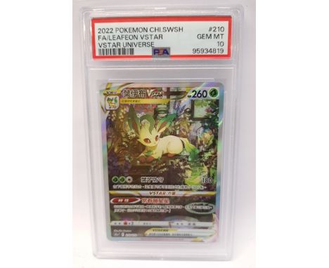 PSA, a Graded 10 2022 Pok&eacute;mon TCG Leafeon VSTAR #210 (Chinese Variant). Sword &amp; Shield Series Crown Zenith Set. Se