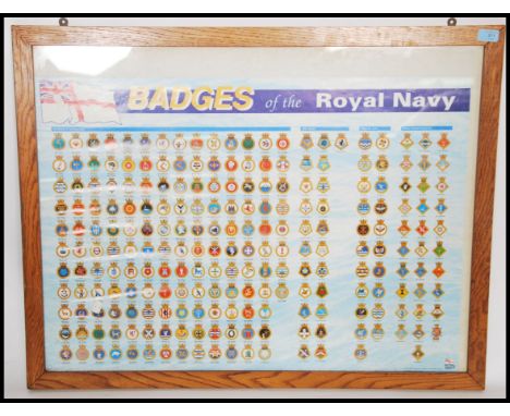 A mid 20th century  unusual Air MInistry style oak framed poster having an inset navy poster 