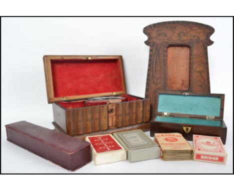 A collection of items to include an early 20th century Sorrento souvenir puzzle box together with other items to include an A