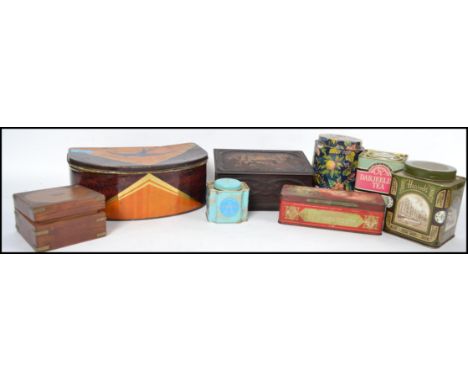 A collection of vintage 20th century advertising / point of sale tins to include Harrods, Blue Bird, Macfarlane Long and Co e