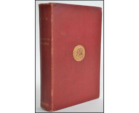 Rudyard Kipling ' Kim, ' First Edition. Printed by Macmillan & Co, 1901. Red boards with original gold embossed elephant cart