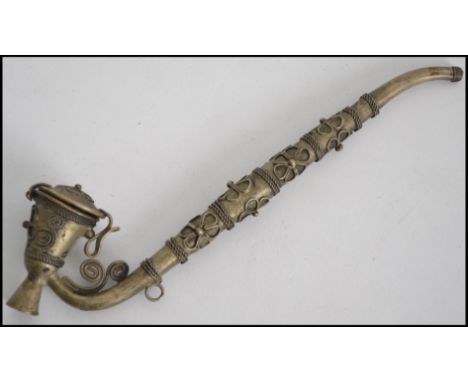A vintage 20th century Chinese silver opium pipe wire work decoration