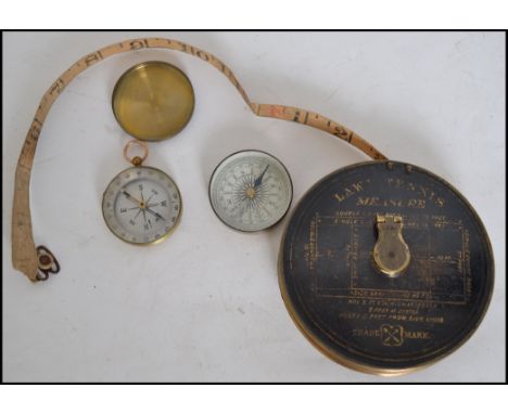A stunning vintage Lawn Tennis tape measure with notation to the front giving sixes for a tennis court together with two vint