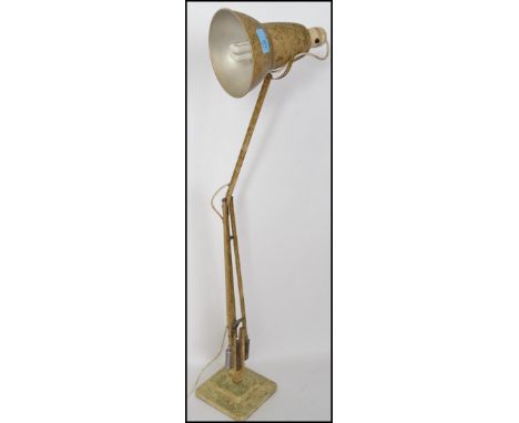A vintage 20th century industrial pre war 1930s Herbert Terry 2 step square base anglepoise lamp with original scumble glaze 
