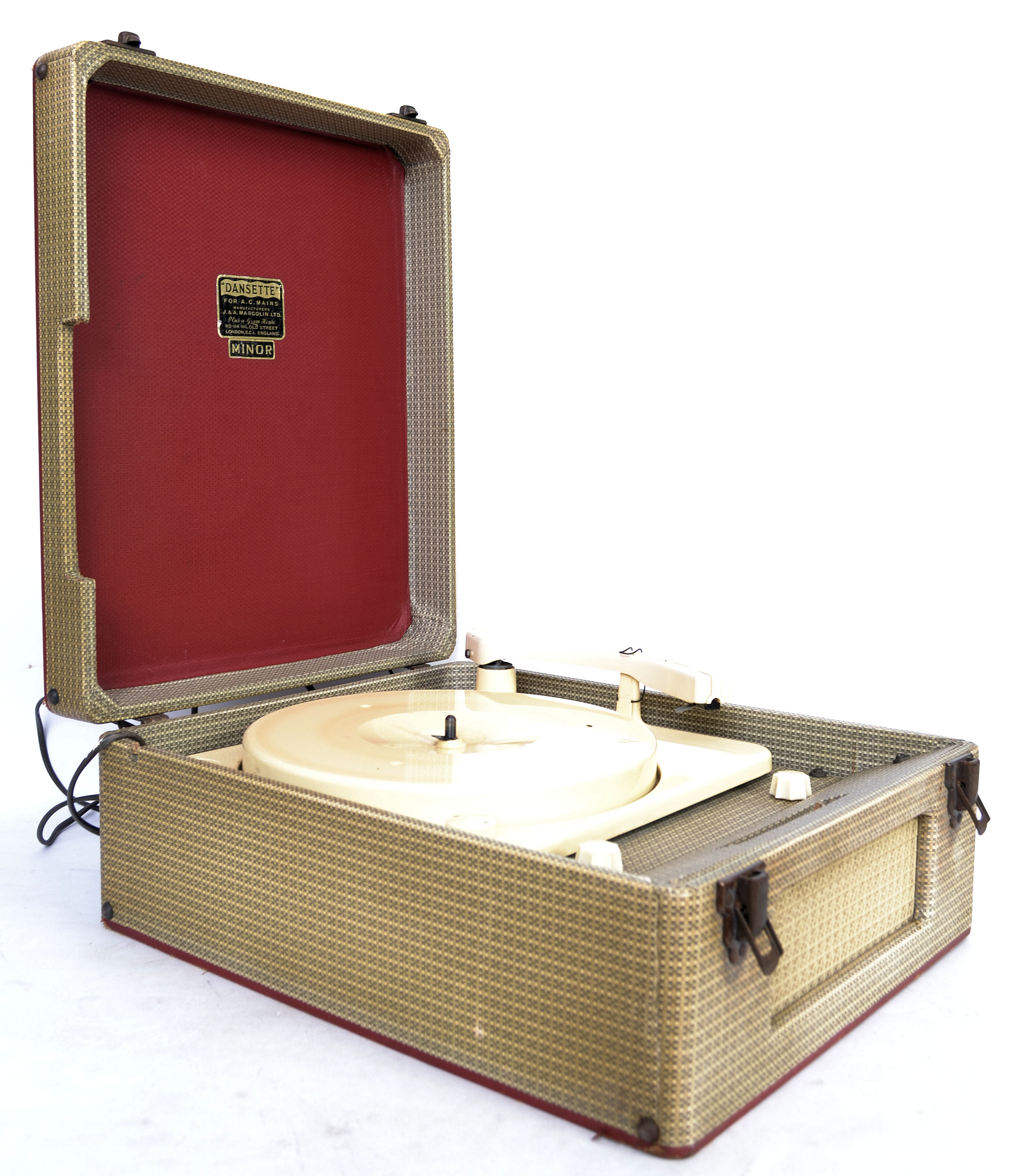 A vintage two cased portable Dansette Minor for speed record player