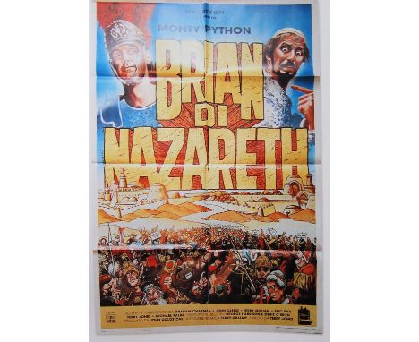 An original 1979 Italian 2 sheet cinema advertising poster for Monty Python's ' Life Of Brian .' Full colour, with Italian ar