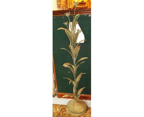 STANDING LAMP, 20th century verdigris patinated metal of naturalistic leaf and flower form with five lights, 151cm h x 33cm.