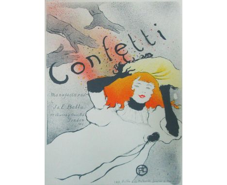 HENRI DE TOULOUSE LAUTREC (French, 1864-1901), 'Confetti' lithograph in colours, 37cm x 26.5cm, verve, signed in the plate an