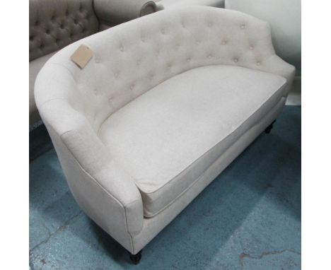 BUTTON BACK SOFA, two seater, in oatmeal upholstery, 183cm L x 75cm H x 80cm W.  