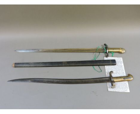 A German M1842 sword bayonet, by Schnitzler and Kirschbaum, c.1860, these were exported to America during the Civil War, Rica