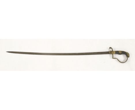 A German WWII army officer's sword, with lion's head and shagreen hilt and engraved blade