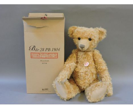 A large modern Steiff cream mohair teddy bear, in box