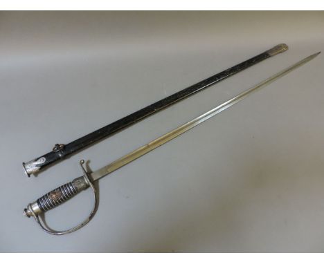 A Third Reich parade sword and scabbard, sword 87cm