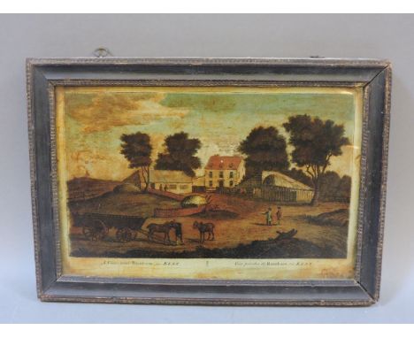 A view of Near Rainham in Kent, a reverse coloured print on glass, 23 x 33cm