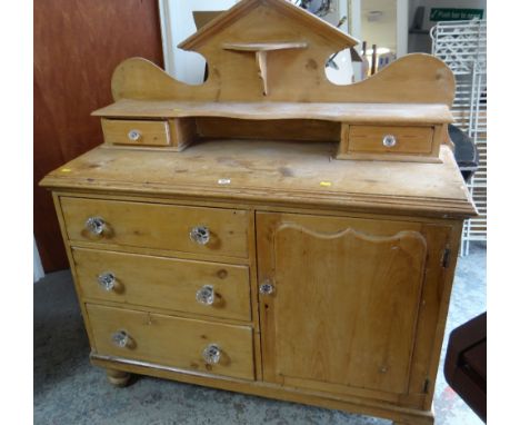 PINE DRESSER with two drawer and shaped shelf top