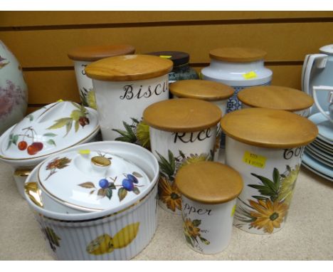 VINTAGE CROWN DEVON KITCHEN CANISTERS, Royal Worcester Evesham Gold ETC