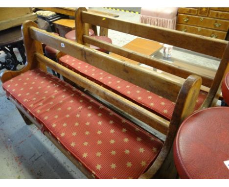 TWO SHORT PINE RAIL-BACK BENCHESEach bench is 123cms in length