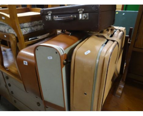 FOUR ITEMS OF VINTAGE SUITCASES including two zip opening by 'Casual'