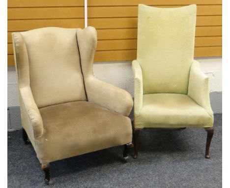 ANTIQUE WINGBACK ARMCHAIR / VINTAGE HIGH-BACK ARMCHAIR both for re upholstering 