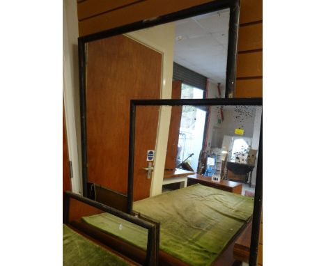 THREE LARGE VINTAGE FRAMED SHOP MIRRORS