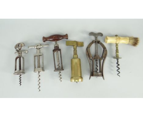 GROUP OF SIX VINTAGE CORKSCREWS to include James Healy &amp; Sons Limited A1 double leaver, D.R.G.M Record corkscrew, The Cha