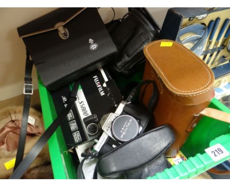 VINTAGE CASED GREENKAT BINOCULARS, Tasco binoculars and vintage cameras including Pentax Spotmatic