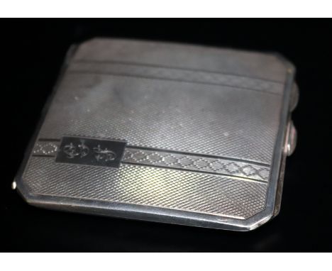 Silver Compact, Fully Hallmarked For Birmingham 1920, Engine Turned Body, 70mm Square 