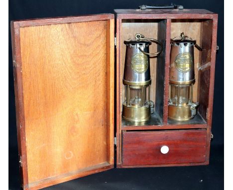 2 Eccles Made Miners Lamps Type 6 Marked The Protector Lamp And Lighting Company Ltd, Makers Eccles Manchester, Housed In A C