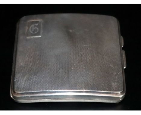 Silver Cigarette Case Of Convex Form, Engine Turned, Fully Hallmarked For Birmingham 1936, Makers Mark For Harman Brothers, W