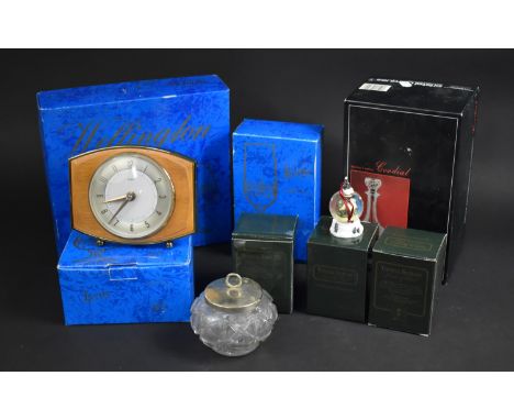 A Collection of Various Boxed Glass, Smiths Mantel Clock Etc 