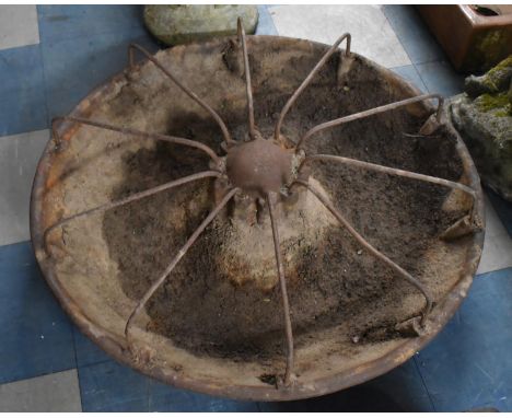 A Large Vintage Circular Pig Feeding Trough with Wired Sections, 56cms Wide 