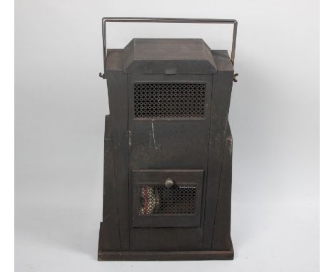 An Art Deco Metal Cased Heater of Architectural Form, The 'Ottest Heater, 74cms High 