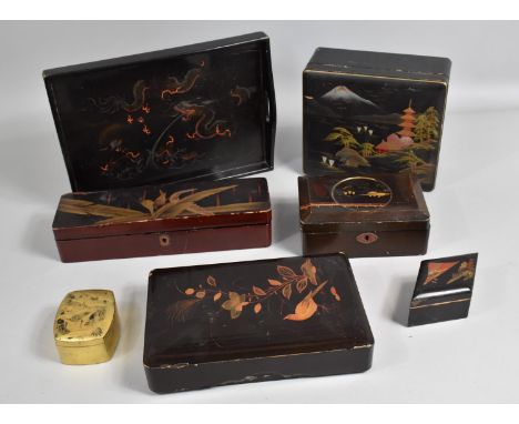 A Collection of Various Vintage Oriental Lacquered Boxes 