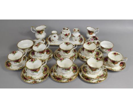 A Royal Albert Old Country Roses Tea Set to comprise Eight Cups, Saucers, Side Plates Two Sugar Bowls, Two Jugs, Rectangular 