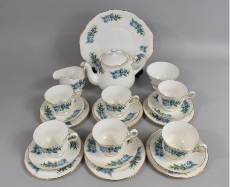 A Queen Anne Floral Decorated Tea Set to comprise Cups, Saucers, Side Plates, Teapot Etc 