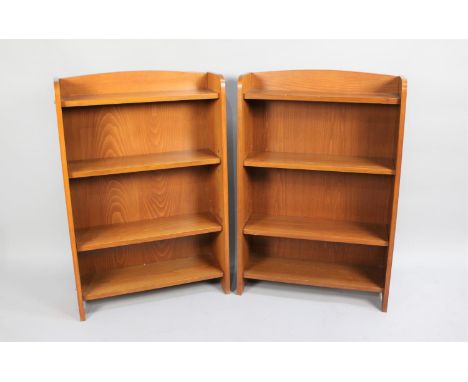 A Pair of Modern Four Shelf Galleried Open Bookcases, 62cms Wide 