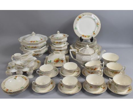 A Royal Staffordshire Pottery Wilkinson Ltd Service decorated with Floral and Gilt Trim Etc 
