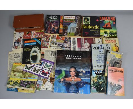 A Collection of Various Vintage Printed Ephemera to include New Science Fiction Volumes, Reprinted Newspaper, Postcards, Etc 