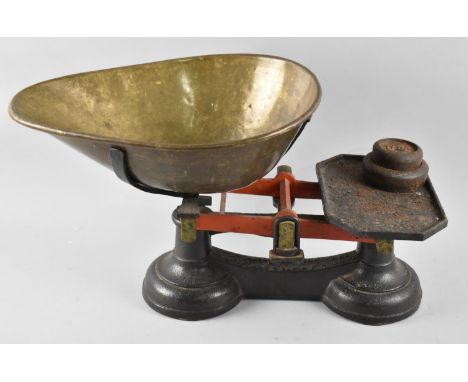 A Set of Vintage Vegetable Scales with Brass Pan 