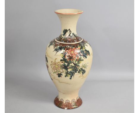 A Mid 20th Century Japanese Ceramic vase with Multicoloured Enamel Decoration, Small Chip to Foot, 40cms High 