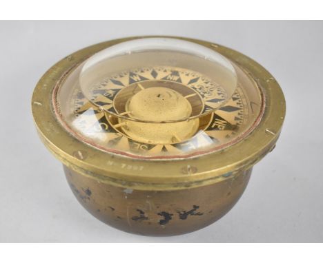 A Vintage Brass Dampened Nautical Compass, The Speedboat by Hewson, 15cms Diameter 
