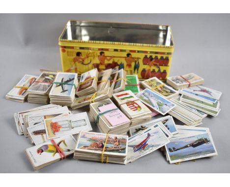 A Decorated Tin Containing Quantity of Cigarette Cards 