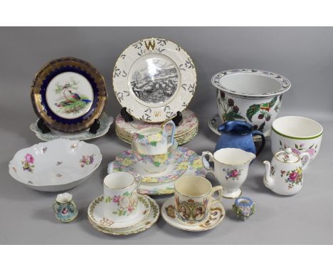 A Collection of Various Ceramics to include Planter and Stand, Plates, Crown Devon Shropshire Federation of Women's Instituti