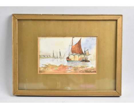 A Small Framed Watercolour Sketch of Barge, Signed D Beddard, 1920, 14x8cms 