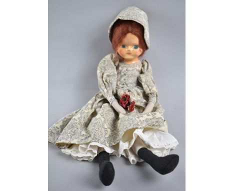 A Vintage Composition Head Doll with Rag Body, 45cms High 