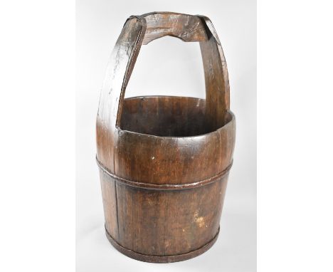 A Vintage Chinese Wooden Well Bucket, 60cms High 