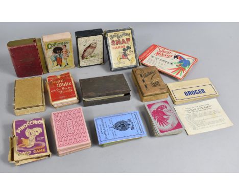 A Collection of Various Vintage Playing Card Games to include Mickey Mouse Snap 