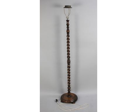 An Edwardian Oak Barley Twist Standard Lamp, No Shade 