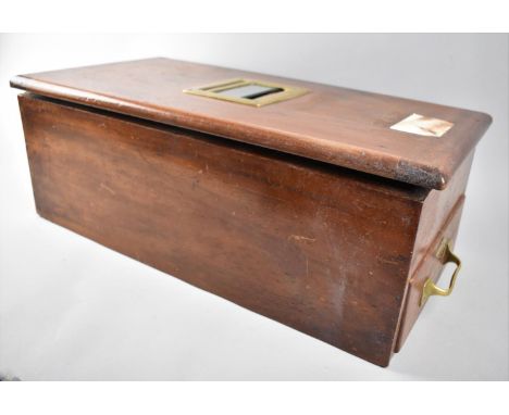 A Vintage Brass Mounted Shop Till. Working Order but one Hinge Requires Attention, 52cms Long 